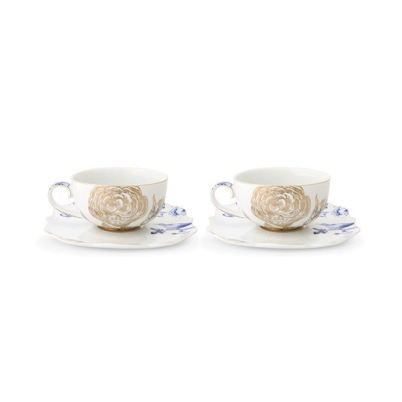 Coffret de 2 Paires tasse à thé (1 tasse + 1 sous-tasse) Royal Blanc - 225ml Pip Studio - Mathon