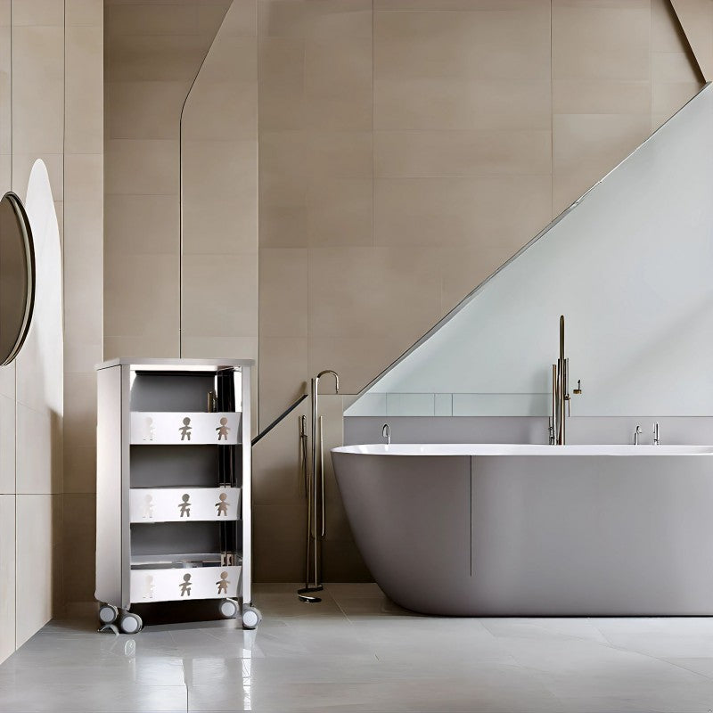 Chariot de rangement, étagère à roulettes, 83,50 x 43,5 x 30,5 cm., BALI, Acier Inoxydable Don Hierro - Mathon - 4