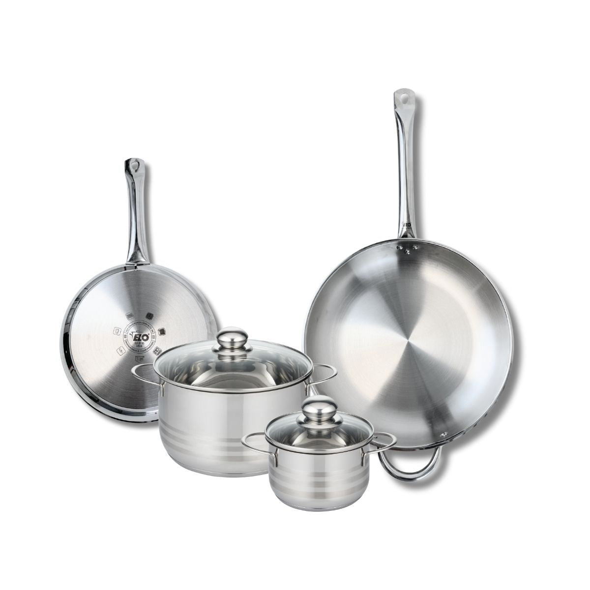 Ensemble de 2 Poêles de cuisson 24 et 32 cm et 2 faitouts 14 et 20 cm  Profi Brillant Elo - Mathon - 1