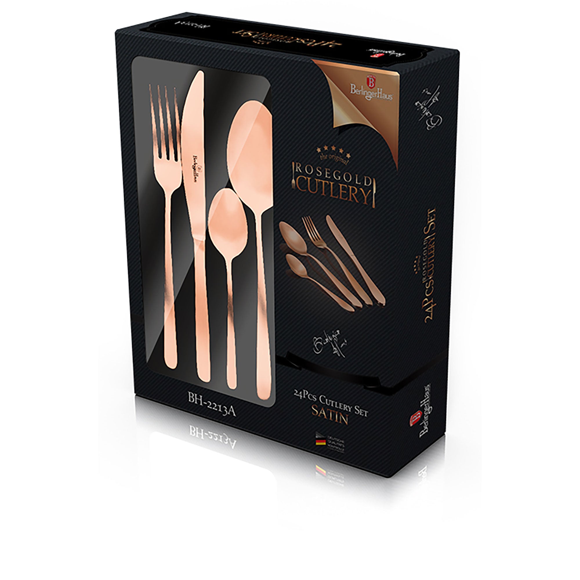 Ménagère 24-Piece Acier Inox. Or Mat, Set de Couverts pour 6 Personnes  Or Rose Rose Gold Satin - Mathon - 3