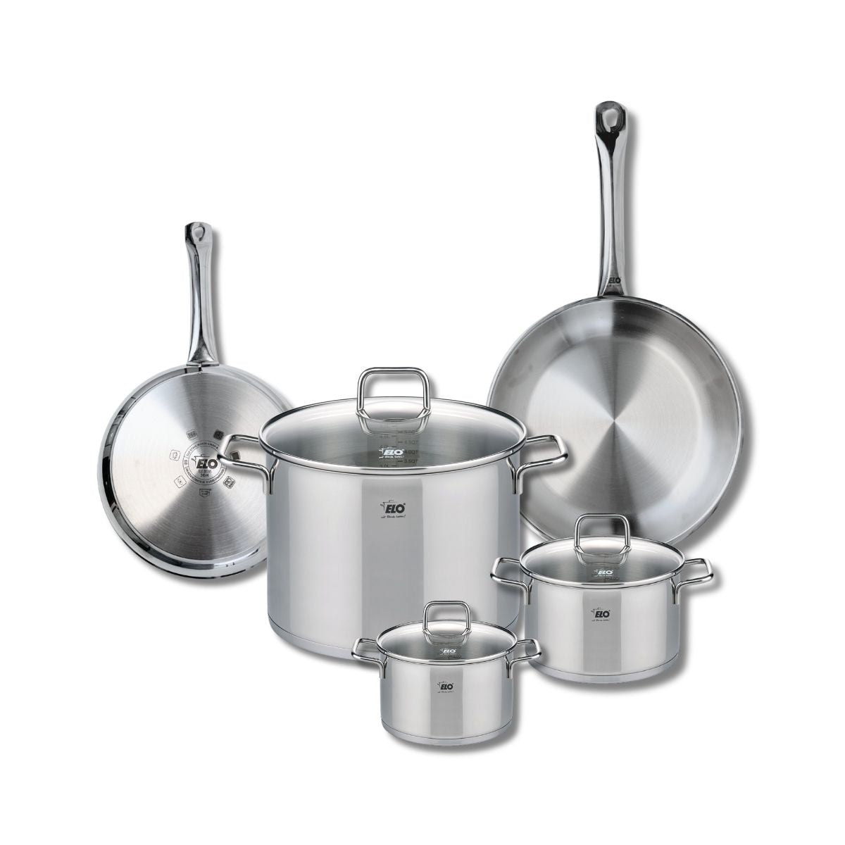 Ensemble de 2 Poêles de cuisson 24 et 28 cm et 3 faitouts 14, 16 et 26 cm  Profi Citrin Elo - Mathon - 1