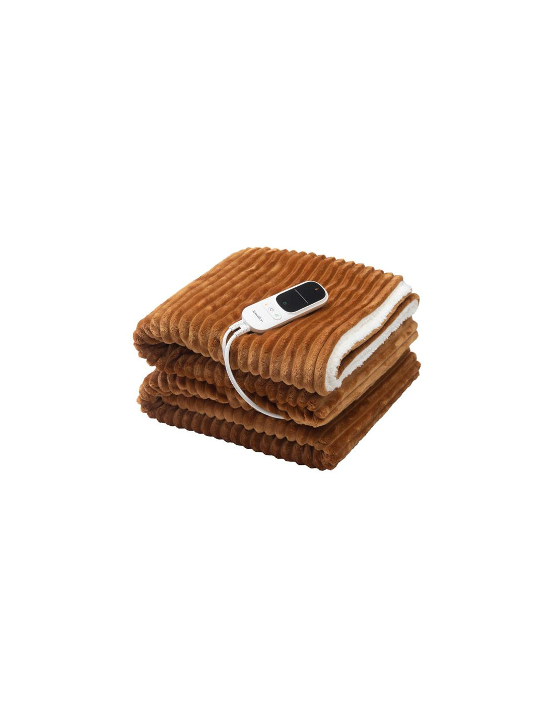 Plaid Chauffant 180x130 - 140w - 9 Temp 29/45â°c - Auto-off - Rã©versible Sherpa/flanelle - Lavable Machine 30â°c - Caramel Terraillon - Mathon
