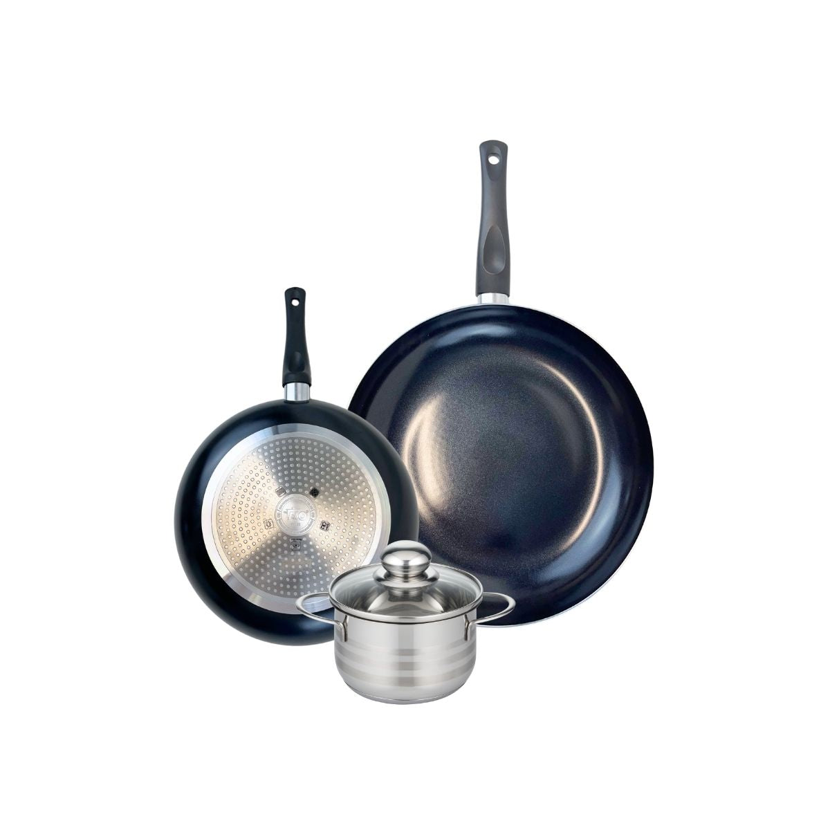Ensemble de 2 Poêles de cuisson 24 et 32 cm et 1 faitout 14 cm  Prima Brillant Elo - Mathon - 1
