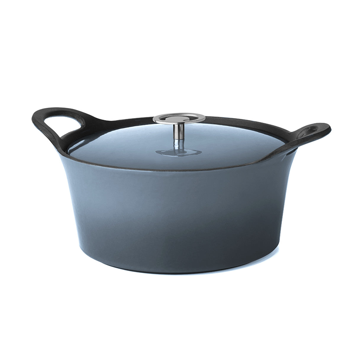 Volcan - Cocotte ronde 20cm fonte de fer émaillée bleue denim avec couvercle Cuisinox - Mathon - 1