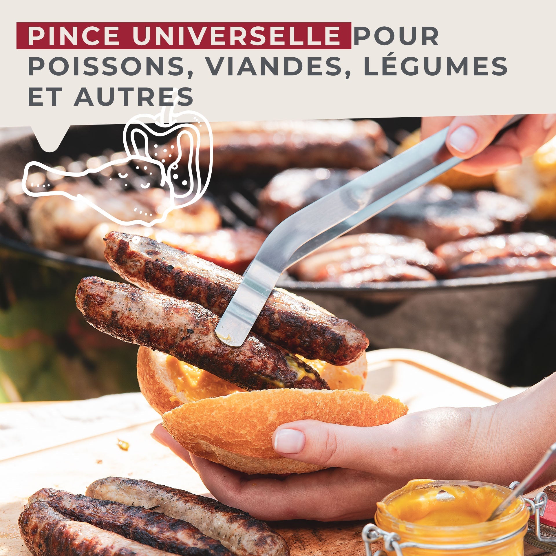 Pince à barbecue acier inoxydable 46 cm FM Professionnal FM Professional - Mathon - 6