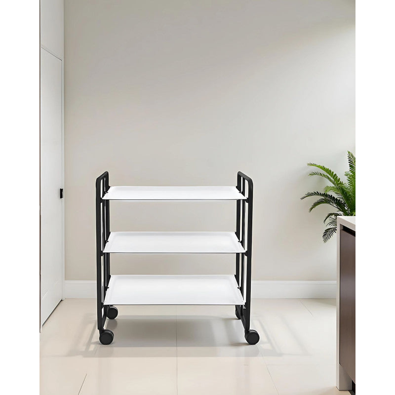 Desserte pliante 3 niveaux avec roulettes – structure noire, bauhaus Don Hierro - Mathon - 3