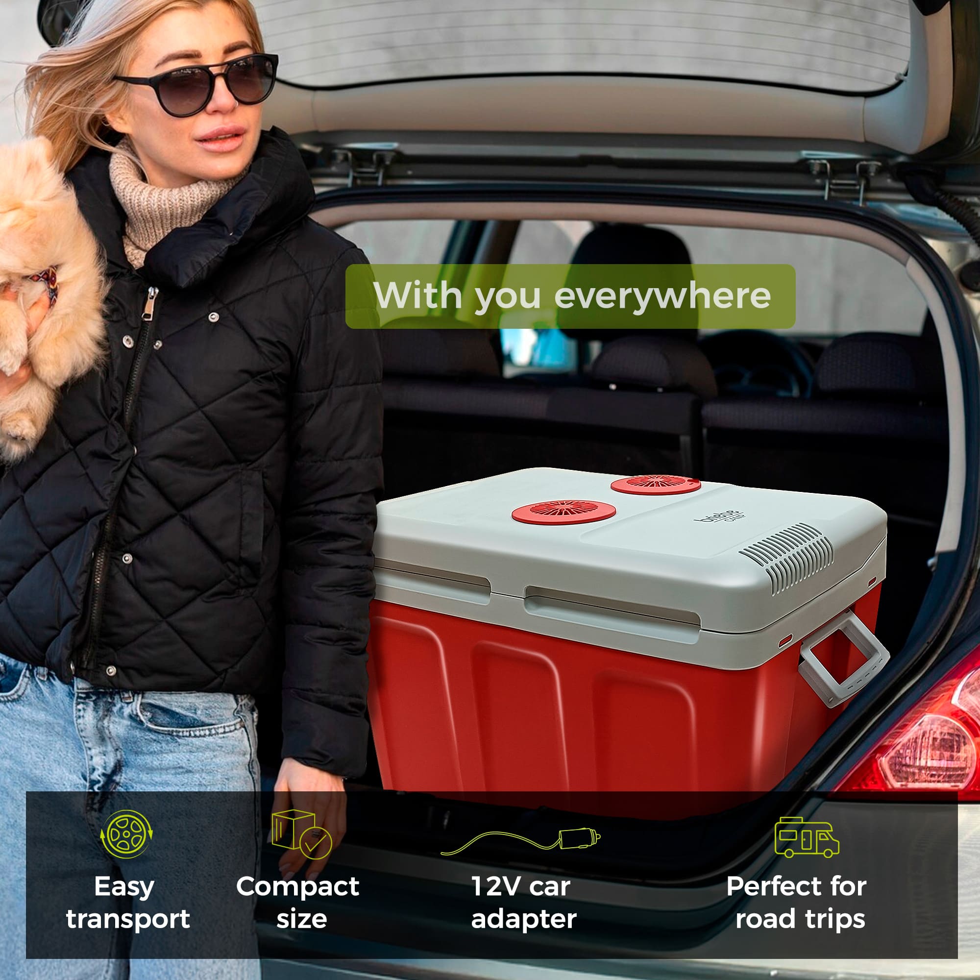 Glacière Électrique portable 40 Litres, 12V / 220 - 240V Voiture et Camping 58  Rouge CF1155RED - Mathon - 7