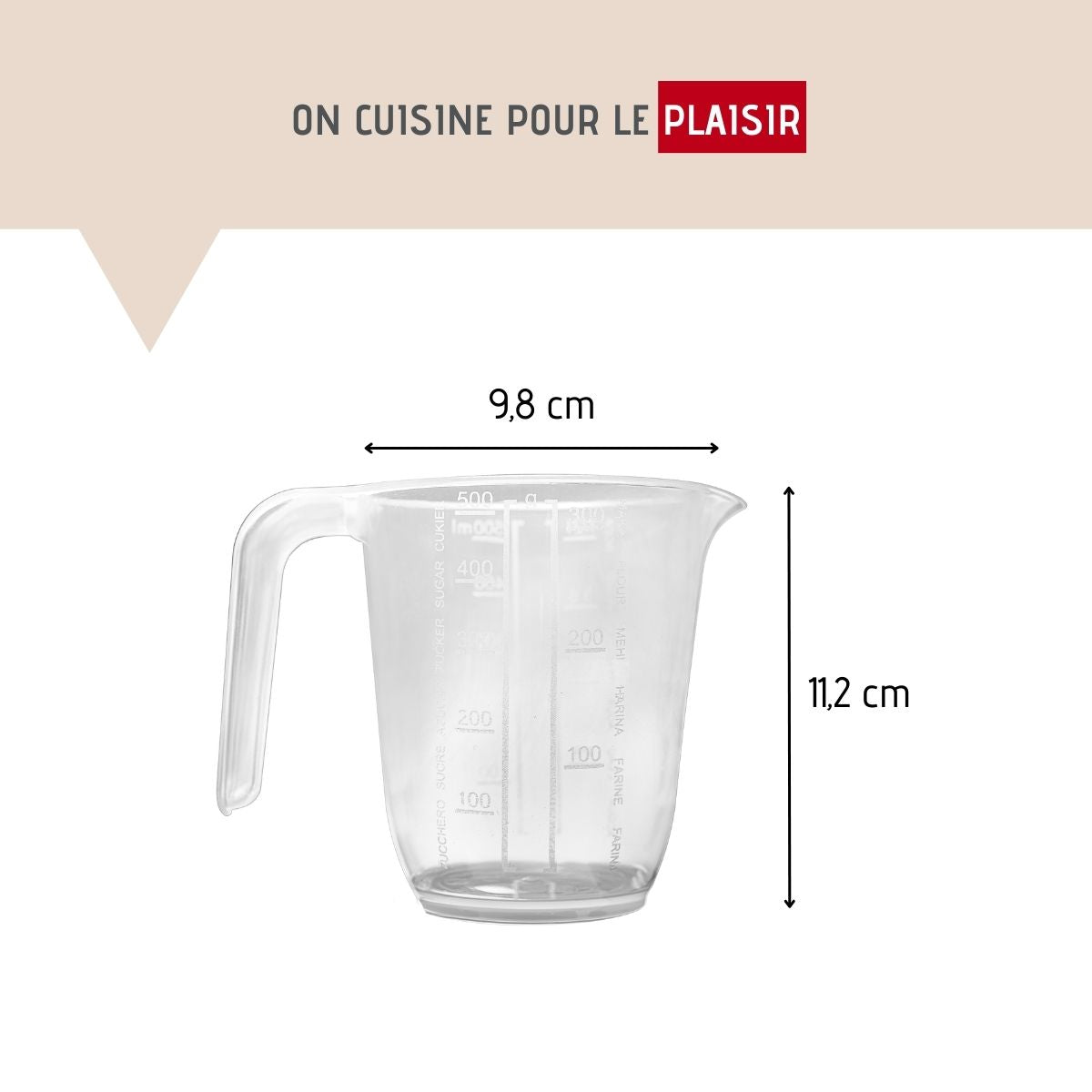 Verre doseur 500 ml en plastique transparent  Basic Fackelmann - Mathon - 3