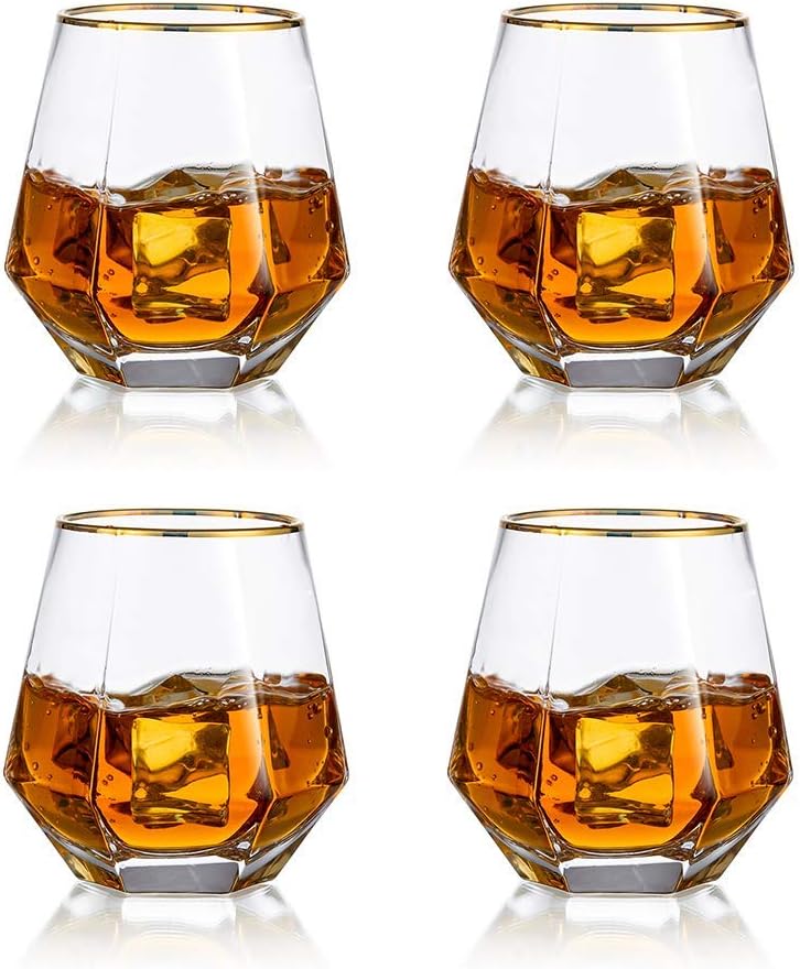 4 Verres à Whisky Géométriques Inclinés – Style Diamant Vendos85 - Mathon