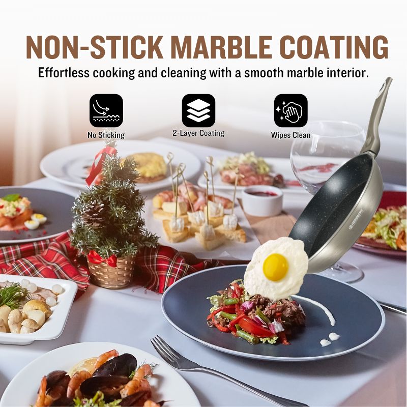 Batterie de cuisine 15 pièces avec revêtement en marbre Carbone Herzberg HGMETCR15-CAR Herzberg - Mathon - 5