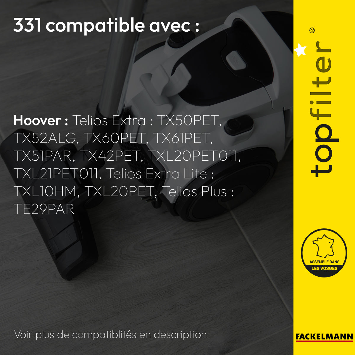 Lot de 4 sacs aspirateur pour Hoover TopFilter Premium TopFilter - Mathon - 2