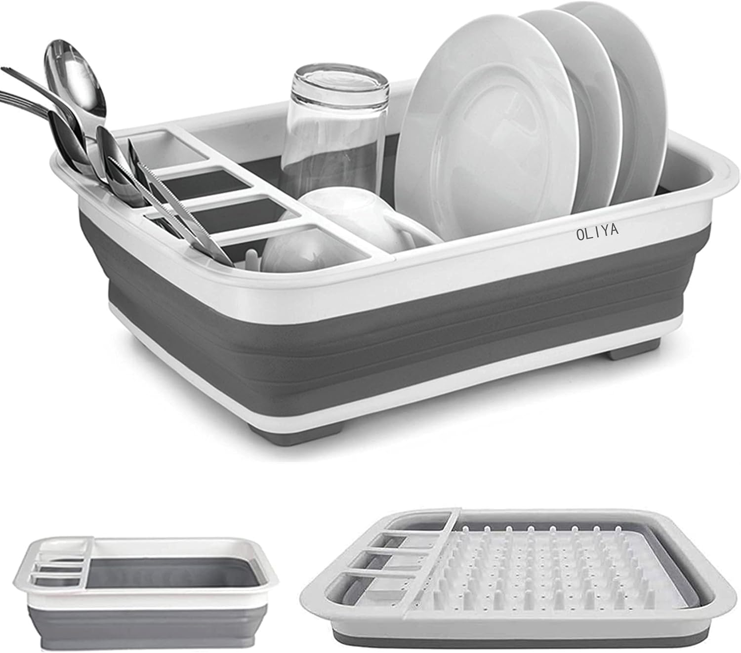 Égouttoir à vaisselle pliable gris blanc Vendos85 - Mathon