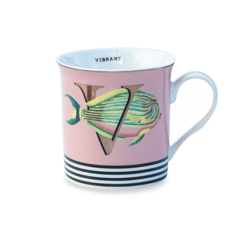 Mug Alphabet "V" for Vibrant - Slogan Yvonne Ellen - Mathon