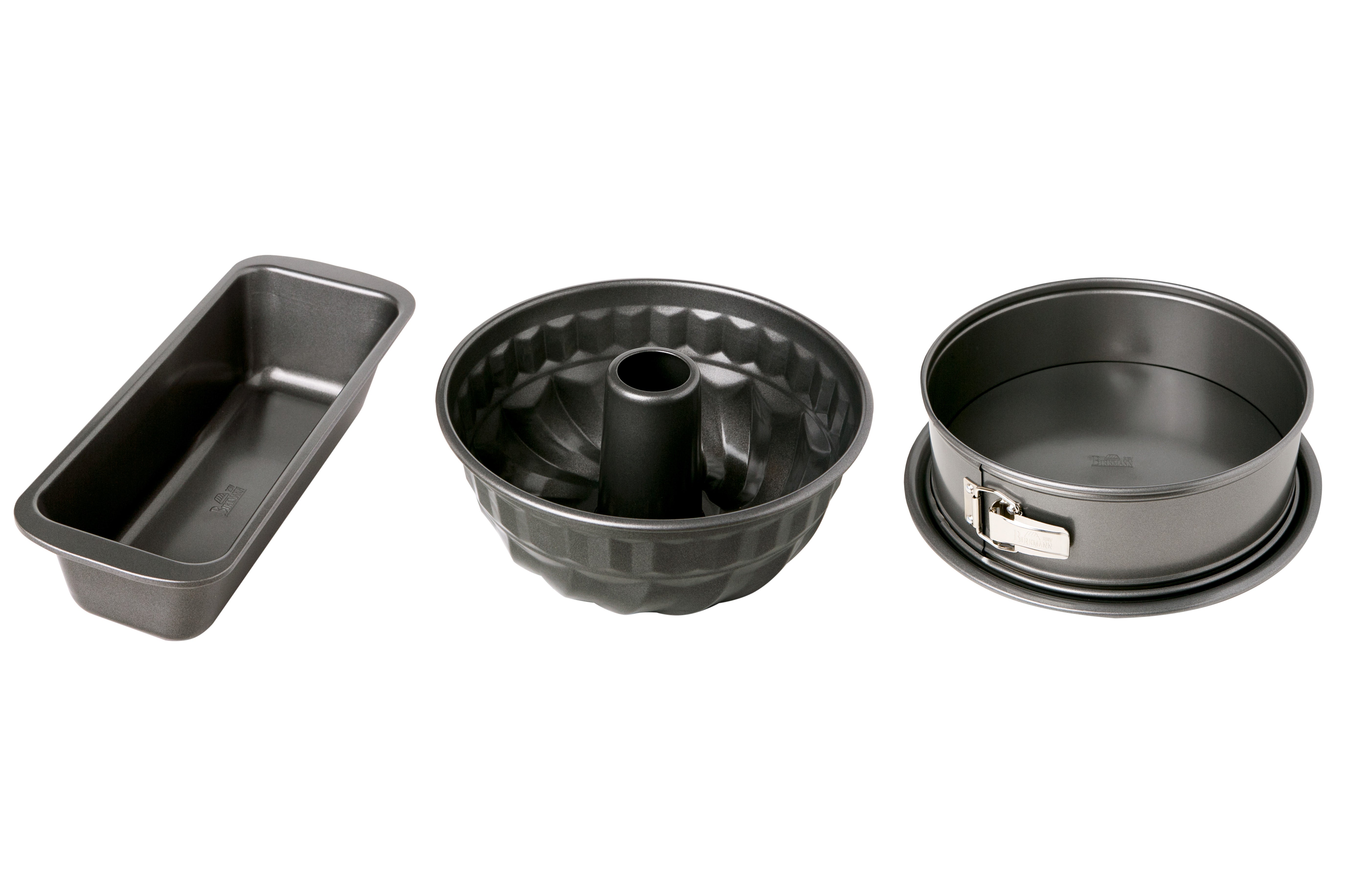 Lot de 3 Moules à patisserie en acier carbone, Easy Baking-Moule à cake, Kouglof & Charnière Birkmann - Mathon - 1