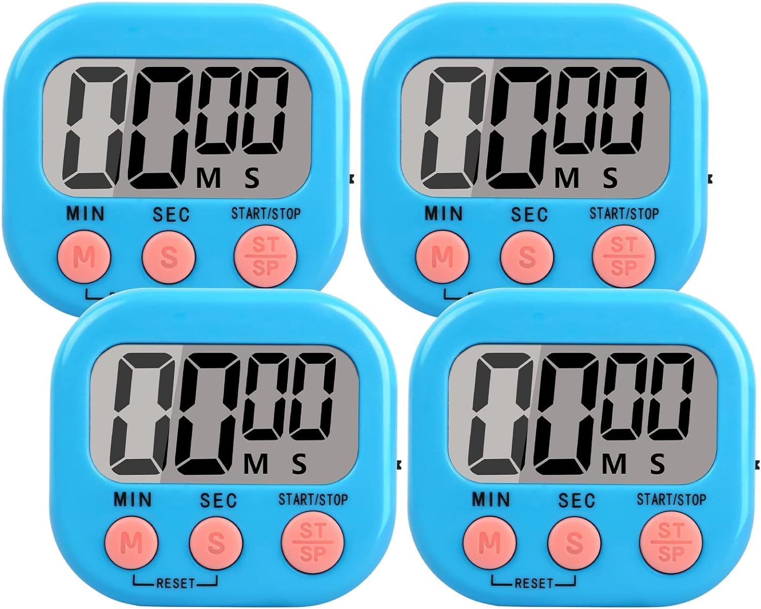 4 Paquets Alarme Forte Minuteur De Cuisine avec grand écran bleu Vendos85 - Mathon