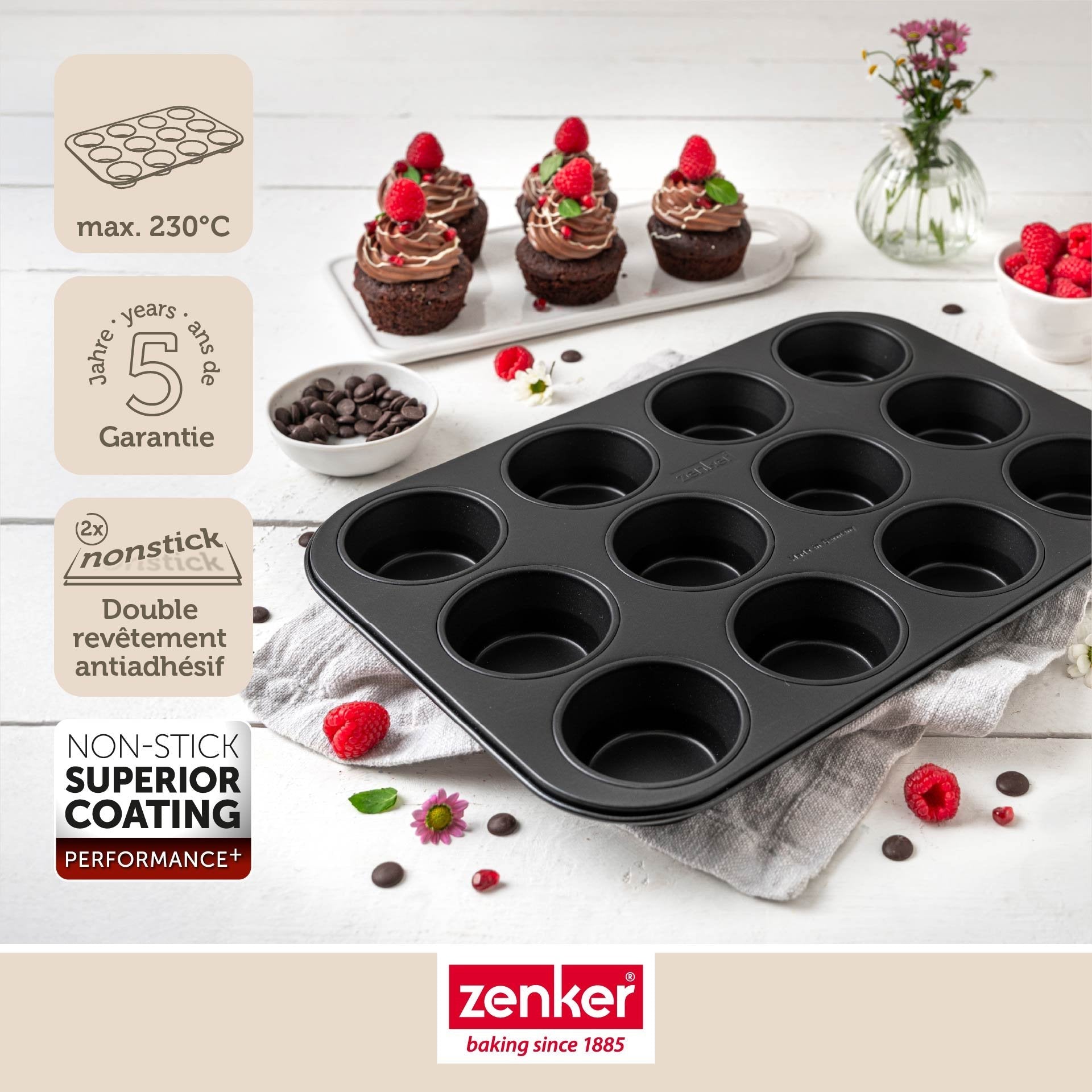 Moule à muffins 12 empreintes 38 x 26 cm Zenker Perfect Black Zenker - Mathon - 8
