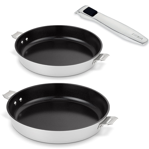 Lot 2 poêles aluminium revêtement céramique Evolution 24 et 28 cm et manche amovible Beka - Mathon - 1