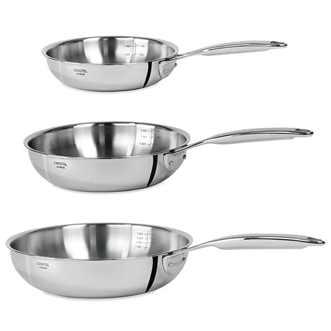 Lot 3 poêles sautoir tout inox Castel