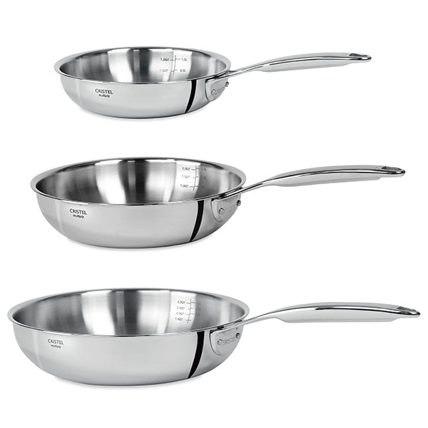 Lot 3 poêles sautoir tout inox Castel