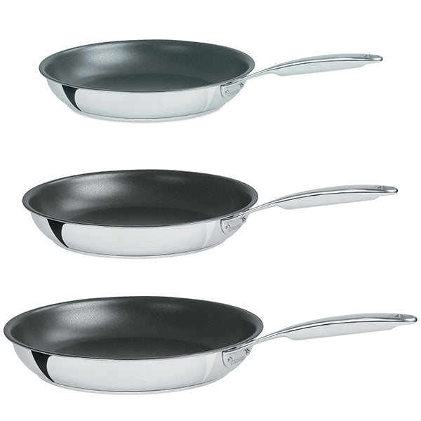 Lot de 3 poêles inox antiadhérentes Exceliss Castel
