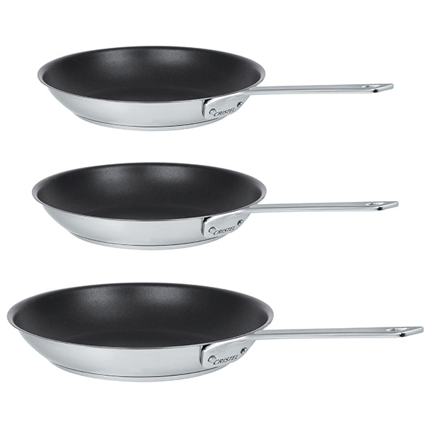 Lot 3 poêles inox antiadhérentes 1826 20, 24 et 28 cm Cristel - Mathon - 1