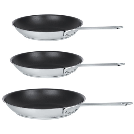Lot 3 poêles inox antiadhérentes 1826 20, 24 et 28 cm Cristel - Mathon - 1