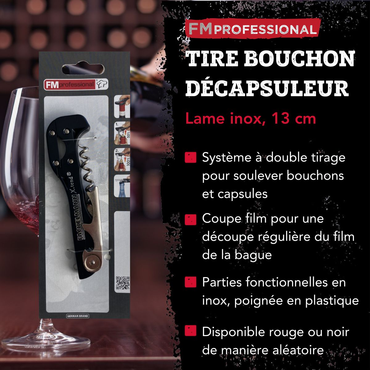 Tire-bouchon décapsuleur 13 cm  Boissons FM Professional - Mathon - 3