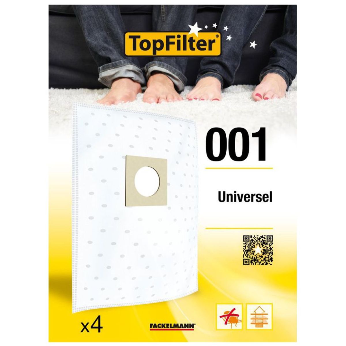 Lot de 4 sacs aspirateur universels TopFilter Premium TopFilter - Mathon - 9