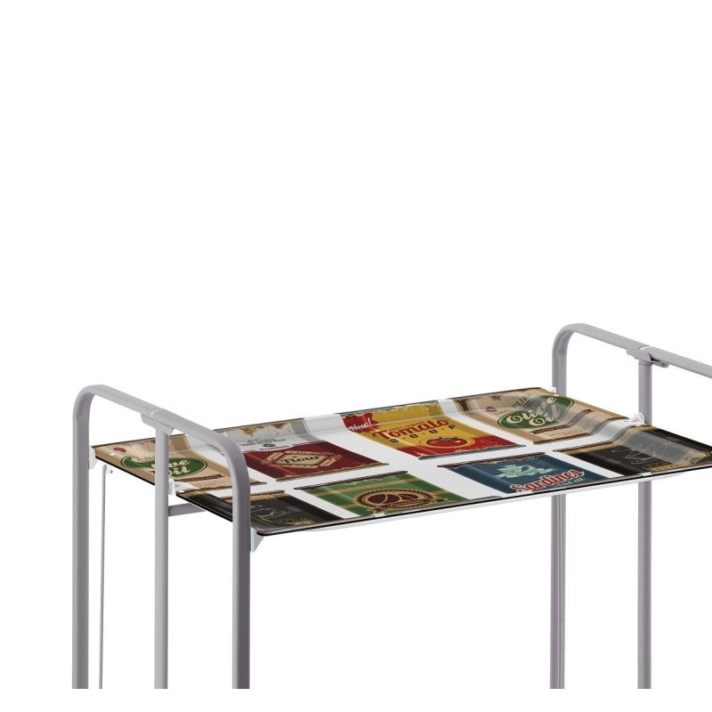 Desserte pliante 2 niveaux avec roulettes – structure gris aluminium, bauhaus Don Hierro - Mathon - 3