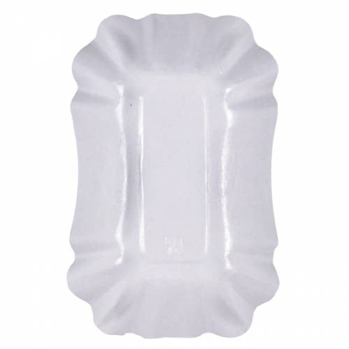 250Pcs - Assiette creuse rectangulaire en carton laminé blanc  140x90x30mm FirstPack - Mathon - 1