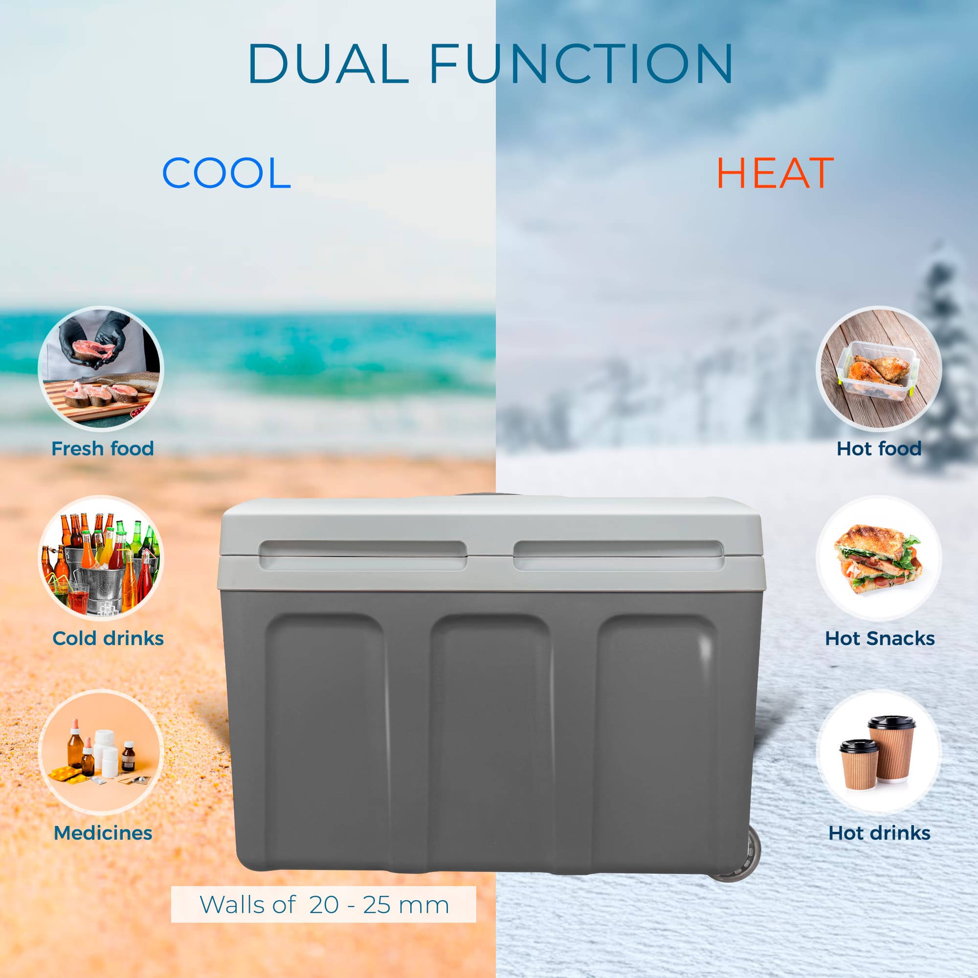 Glacière Électrique portable 40 Litres, 12V / 220 - 240V Voiture et Camping 58  Gris CF1155 - Mathon - 3