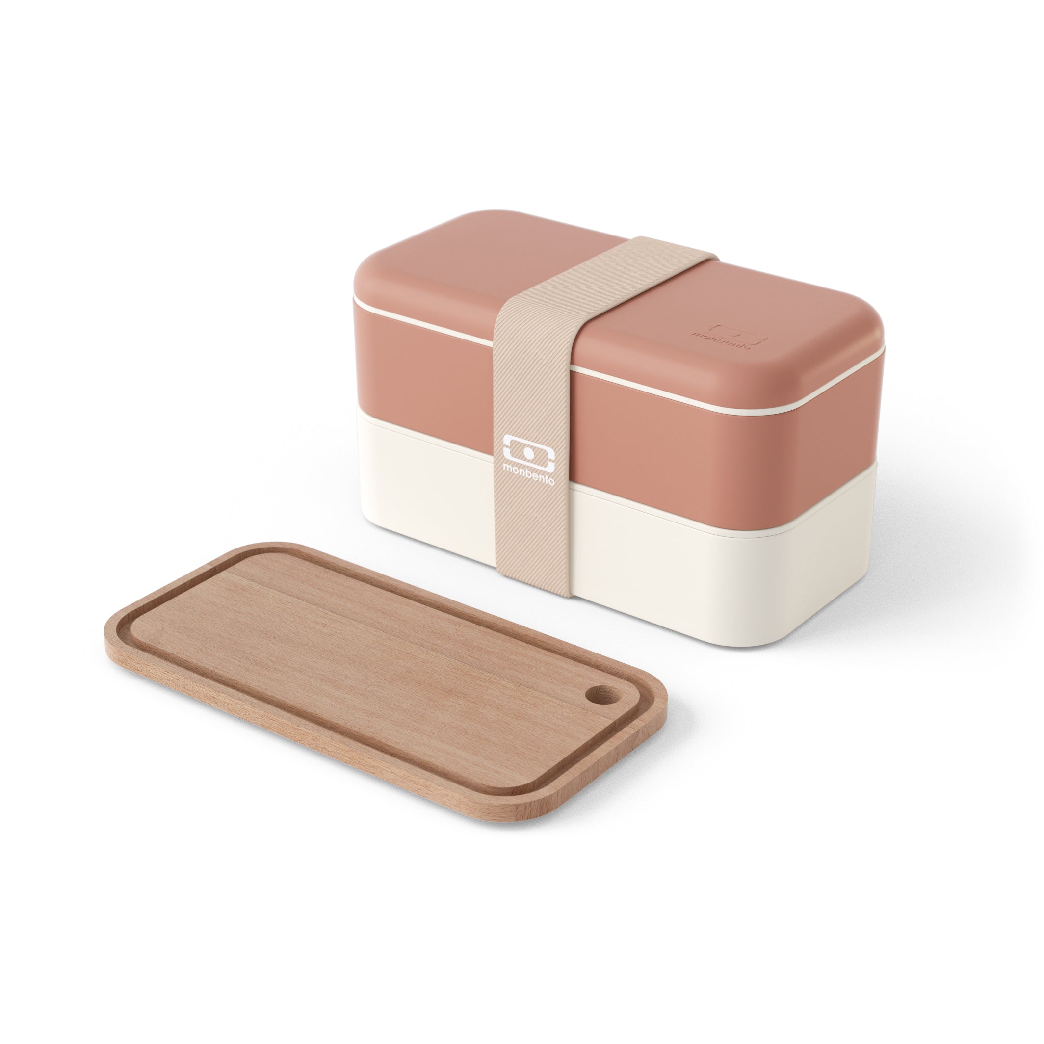 Set lunch box 2 étages 1L Rose Moka + Planche à découper Monbento - Mathon - 1