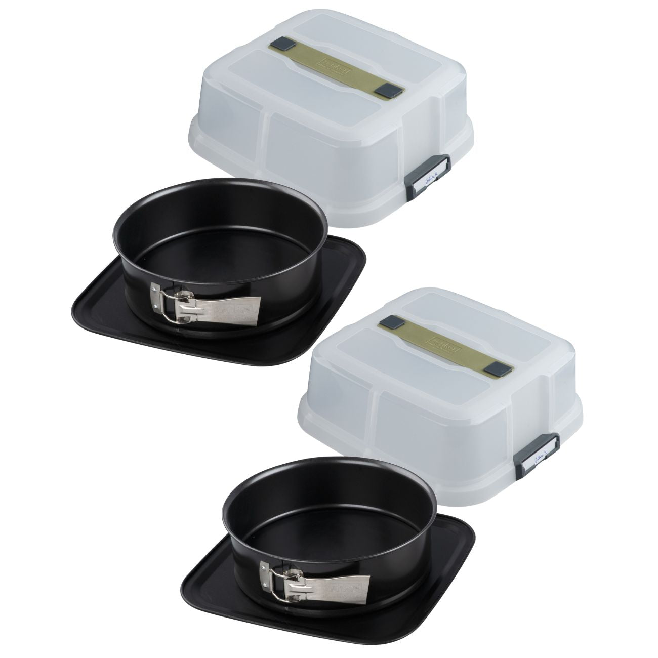 Ensemble de 2 Moules à charnière rond 23 cm avec couvercle de transport Zenker Bake Click and Go Zenker - Mathon - 1