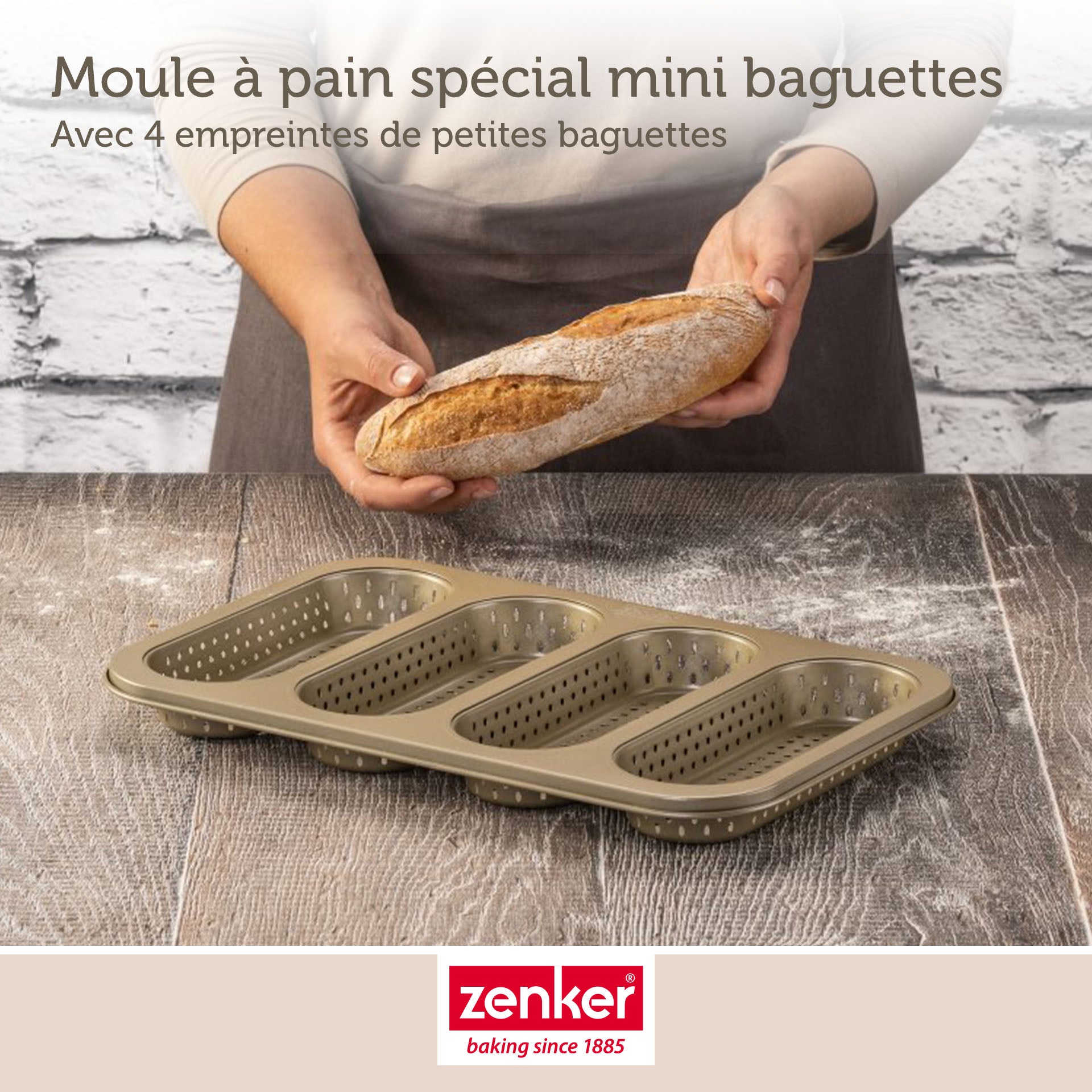 Moule à pain perforé 4 mini baguettes 33 x 22 cm Zenker Mojave Gold Zenker - Mathon - 5