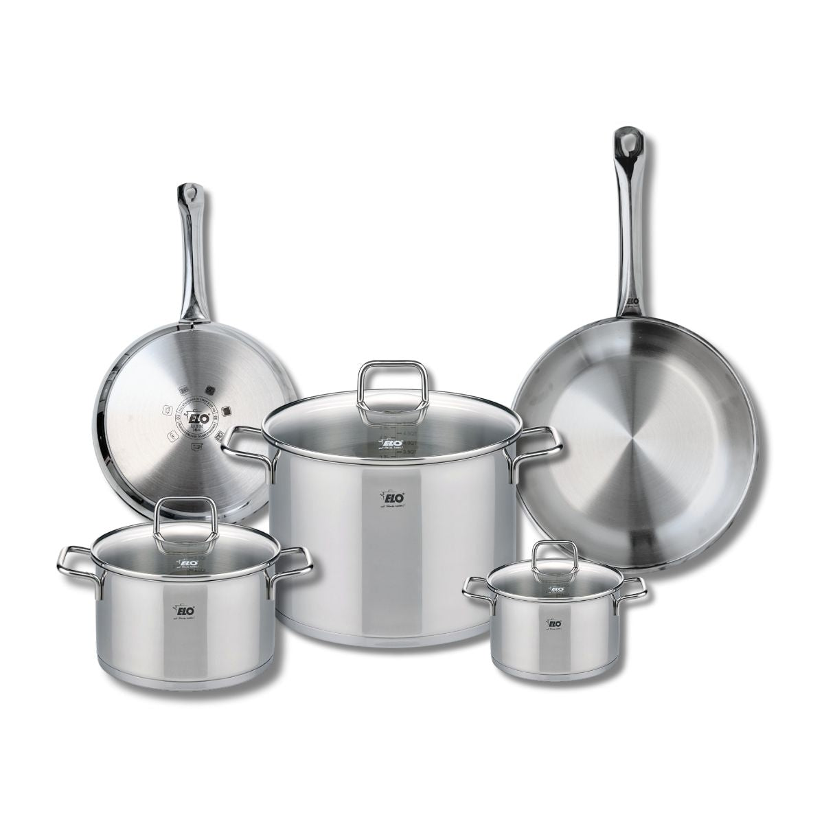 Ensemble de 2 Poêles de cuisson 24 et 28 cm et 3 faitouts 14, 20 et 26 cm  Profi Citrin Elo - Mathon - 1