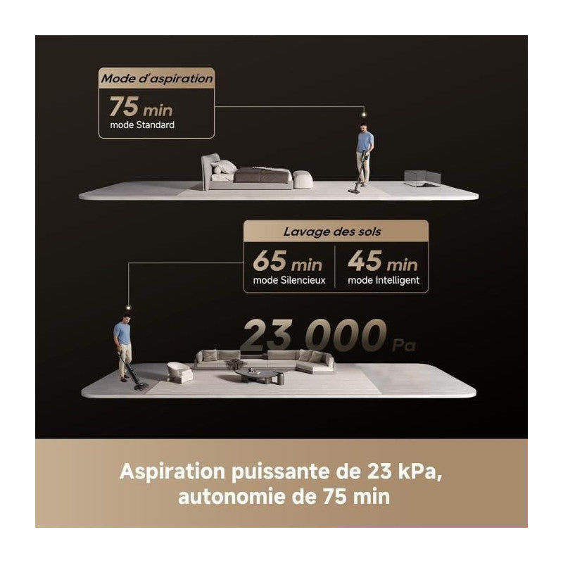 H15 Mix Aspirateur Laveur 7-en-1 - Bras Robotique Ia - Nettoyage Des Bords Triple - 23 Kpa - Lavage Brosse A L