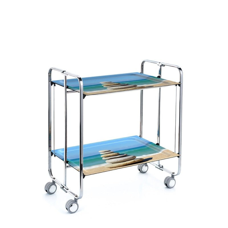 Desserte pliante 2 niveaux avec roulettes – structure chromée, bauhaus Don Hierro - Mathon - 1