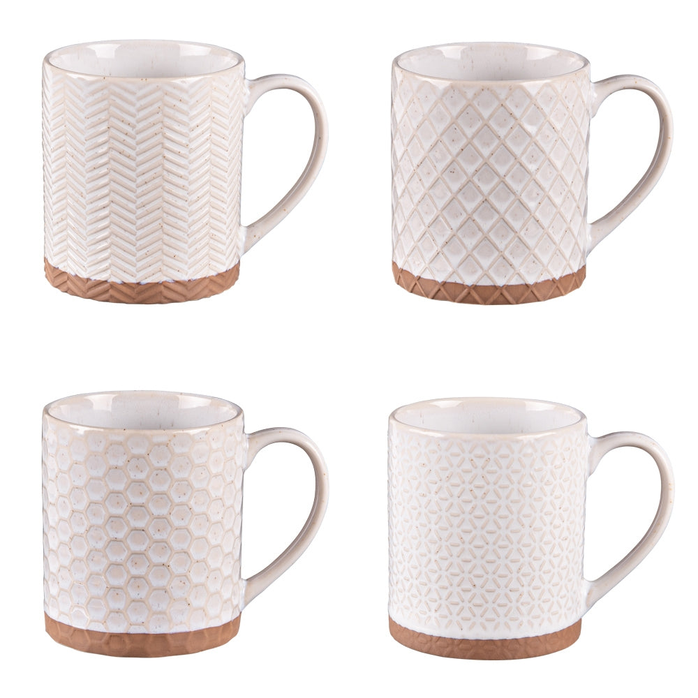 Coffret de 4 mugs Jaspe 35 cl beige Table passion - Mathon - 1