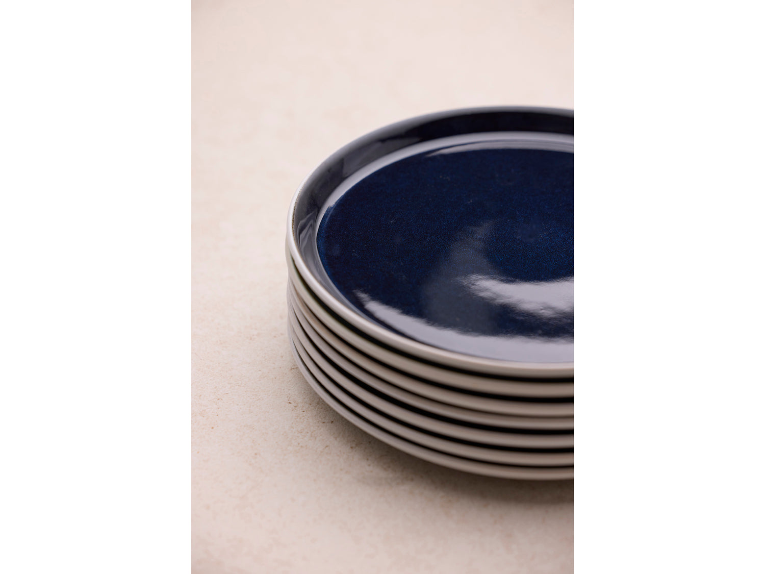 Assiette Gastro en Grès Blanc/Bleu foncé Bitz - Mathon - 3