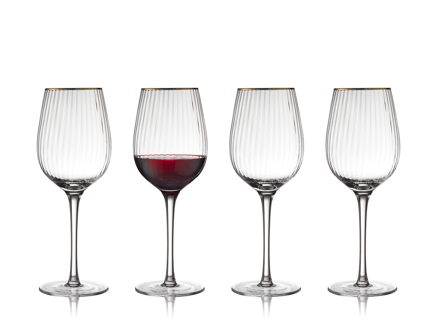 Set de 4 verres à vin rouge PALERMO GOLD 40cl Transparent Lyngby Glas - Mathon - 1