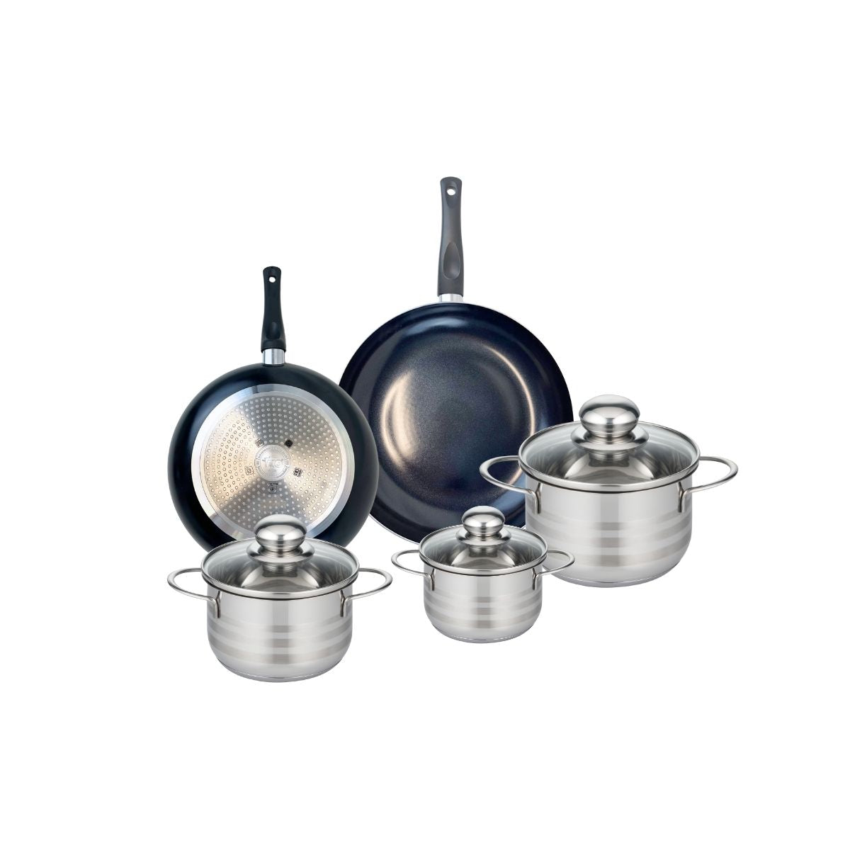 Ensemble de 2 Poêles de cuisson 20 et 24 cm et 3 faitouts 12, 14 et 16 cm  Prima Brillant Elo - Mathon - 1