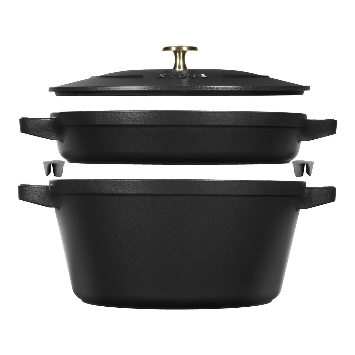 Set empilable de 4 pièces en Fonte, Rond, Ø 24 cm, Noir Staub - Mathon - 1