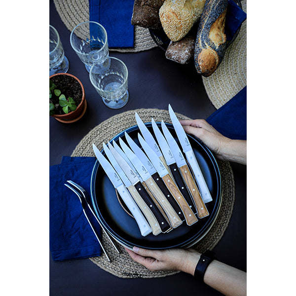 Coffret de 4 couteaux de table à lame lisse Facette frêne sombre Opinel - Mathon - 5