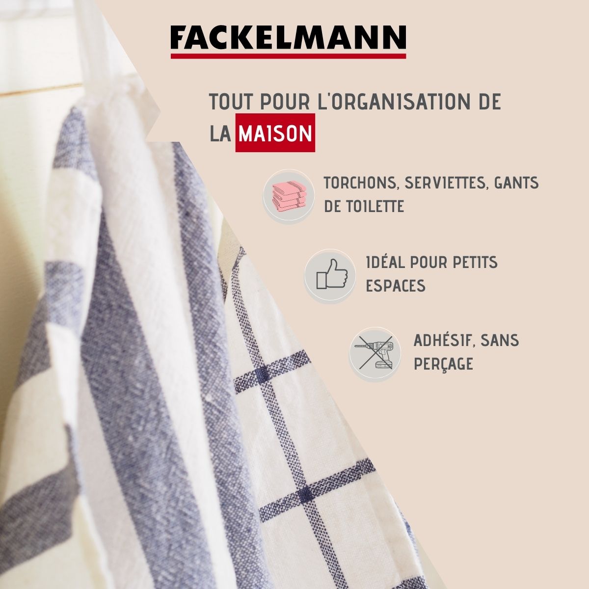 Lot de 2 crochet adhésifs ronds  Tecno Fackelmann - Mathon - 2