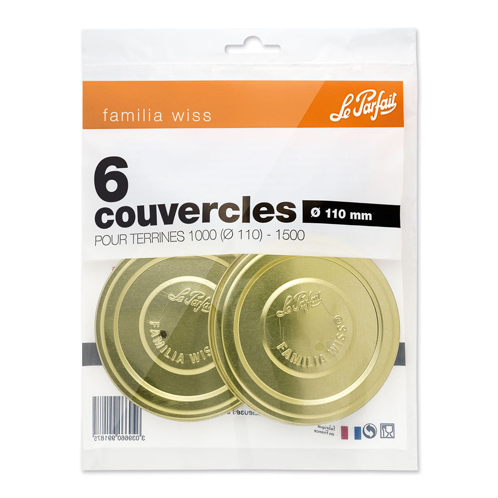 Sachet de 6 couvercles Familia Wiss 11 cm Le Parfait - Mathon - 1