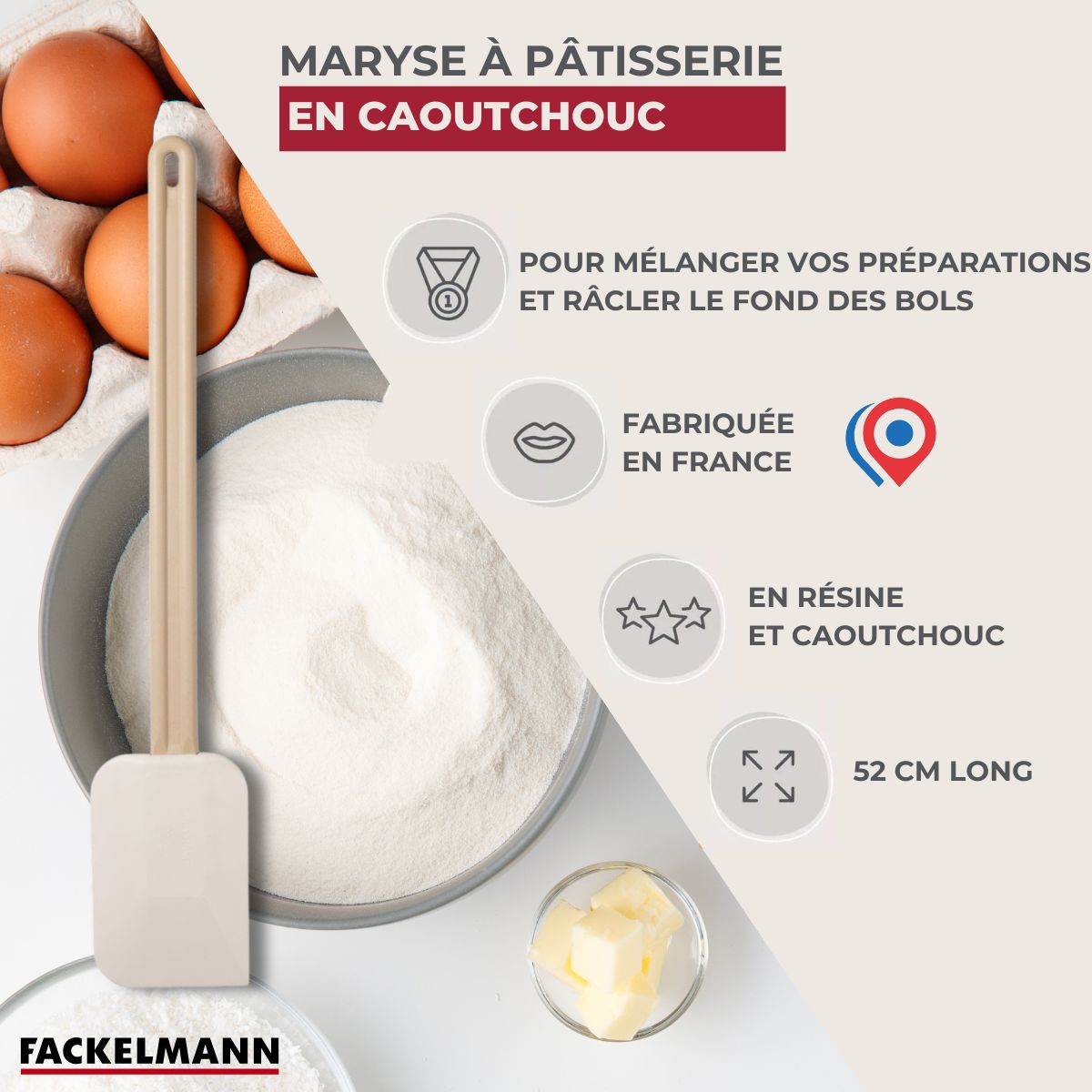 Ensemble de 2 Maryses de pâtisserie et de cuisine manche en résine de 52 cm Fackelmann - Mathon - 3