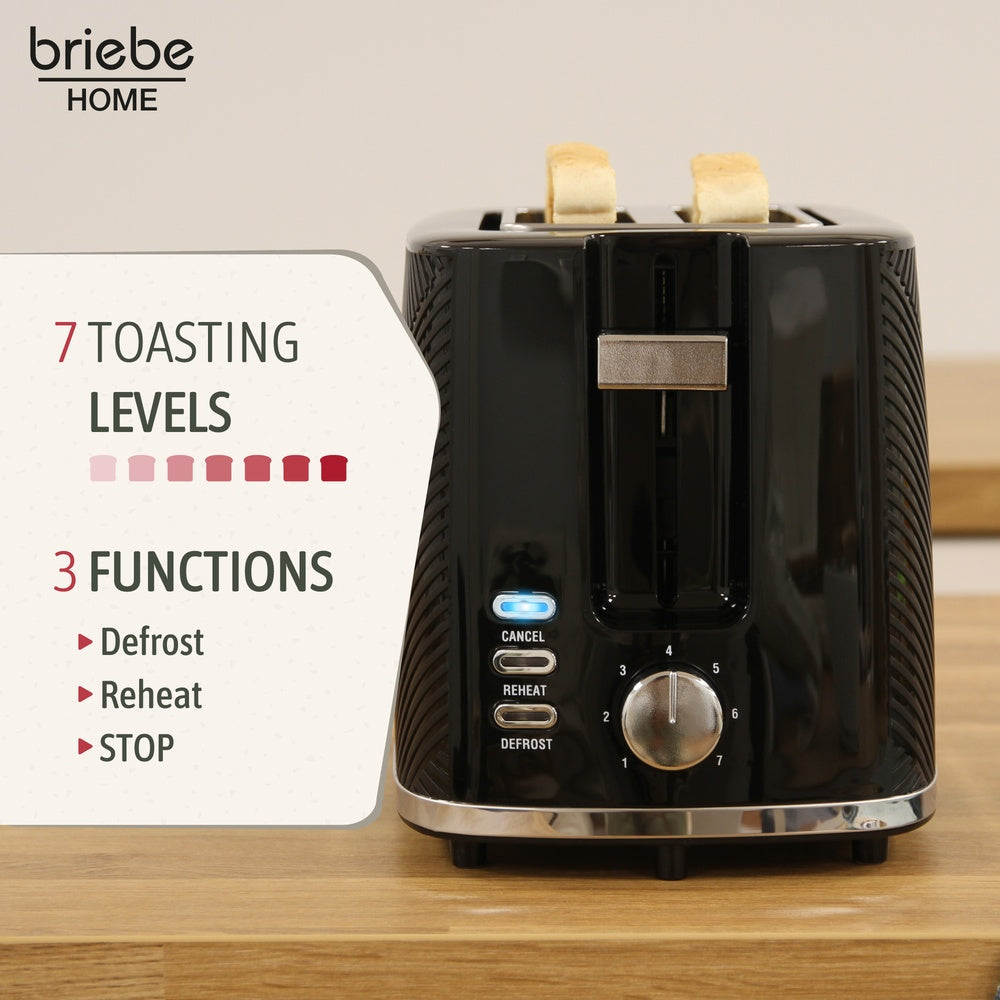 Elegance Ensemble Grille Pain 2 Fentes Bouilloire 1,7L Cafetière Filtre 10 Tasse  Noir SKT1178BLK - Mathon - 5