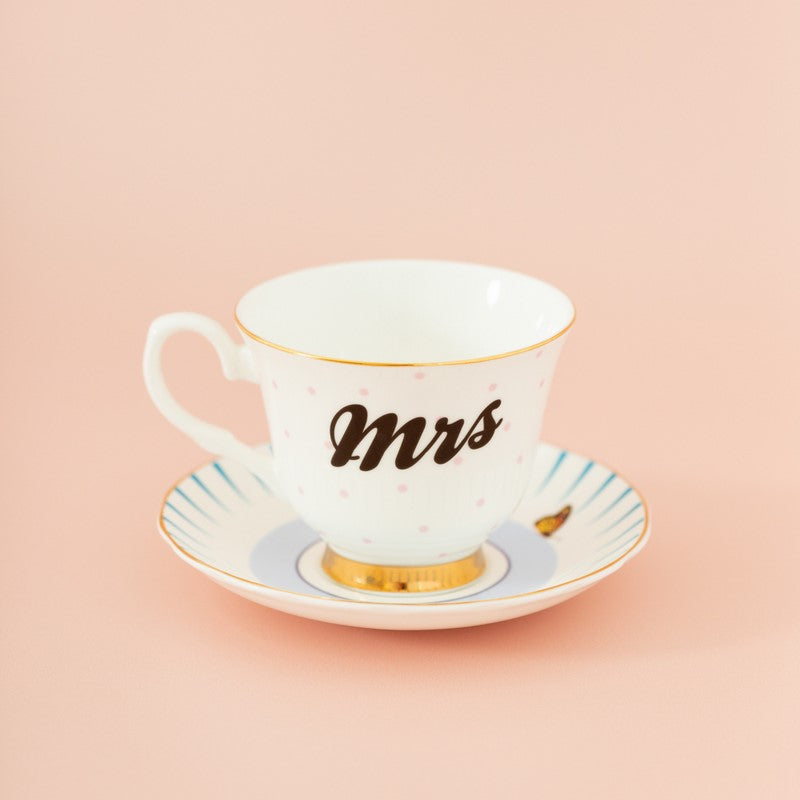 British Pomp - Paire Tasse thé (1 tasse + 1 sous-tasse) 280ml - Mrs Yvonne Ellen - Mathon - 1