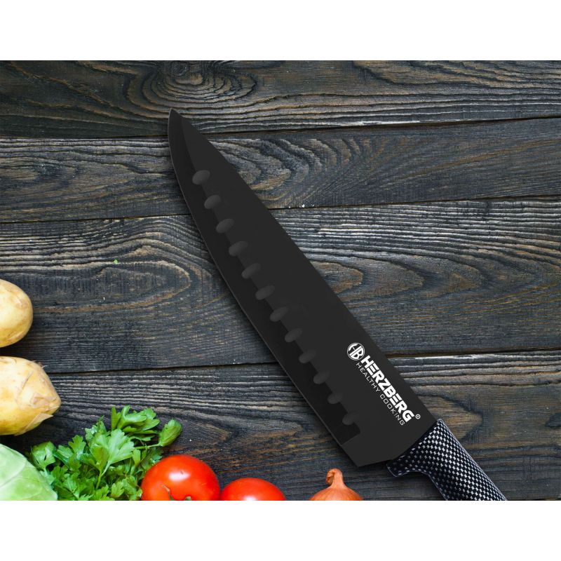 Set de couteaux avec support 8 pièces carbon Herzberg HGMSN8CAR Herzberg - Mathon - 4