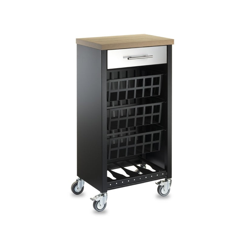 Desserte de cuisine KARA, noir-inox-Bois d